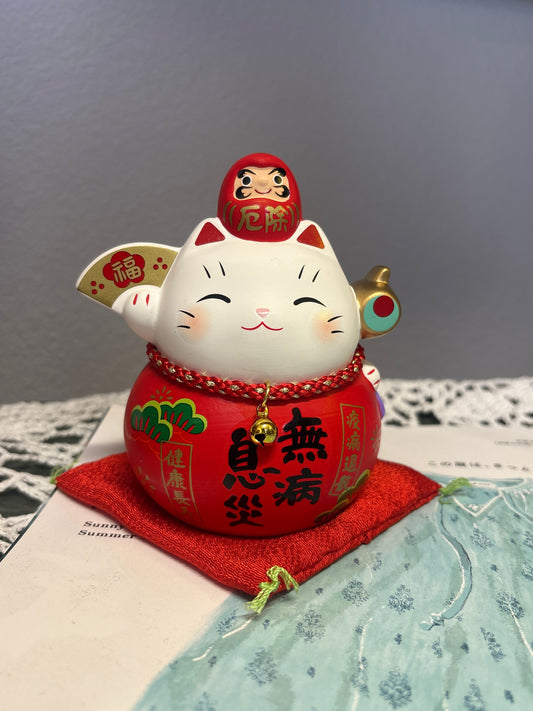 Japanese Yoshiki Kiln Lucky Cat Jincai brings no illness or calamity #7832