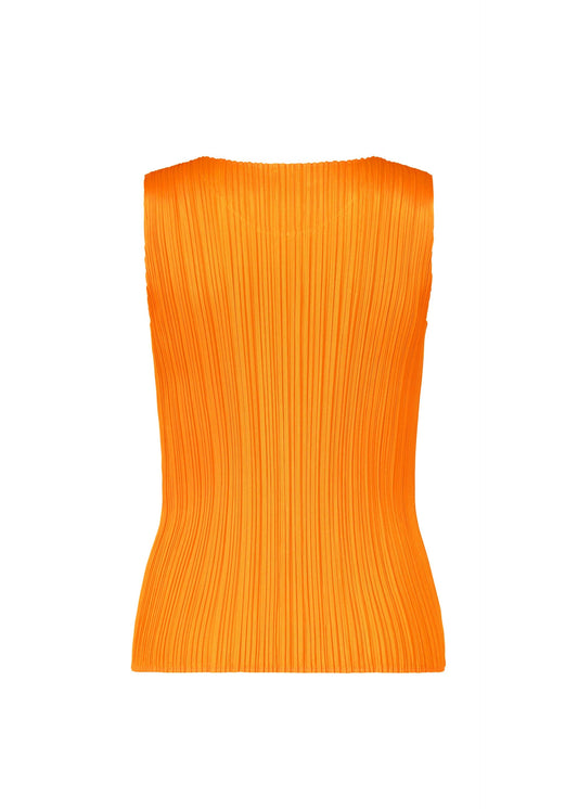 ISSEY MIYAKE Pleats Please,Round neck sleeveless shirt top Orange PP31-JK141-32  3 yards