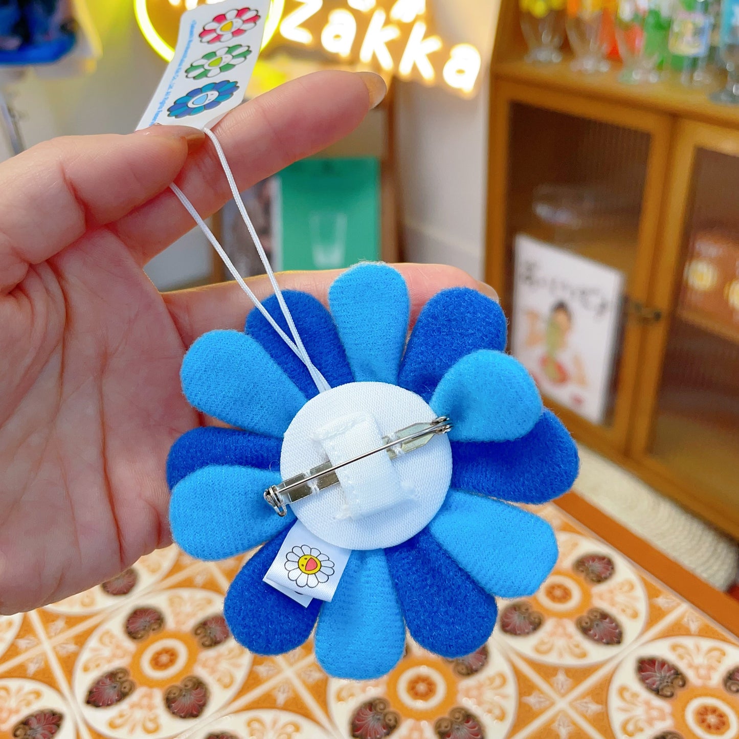 Takashi Murakami Sunflower Pin – Blue (Pin & Hanging Charm)