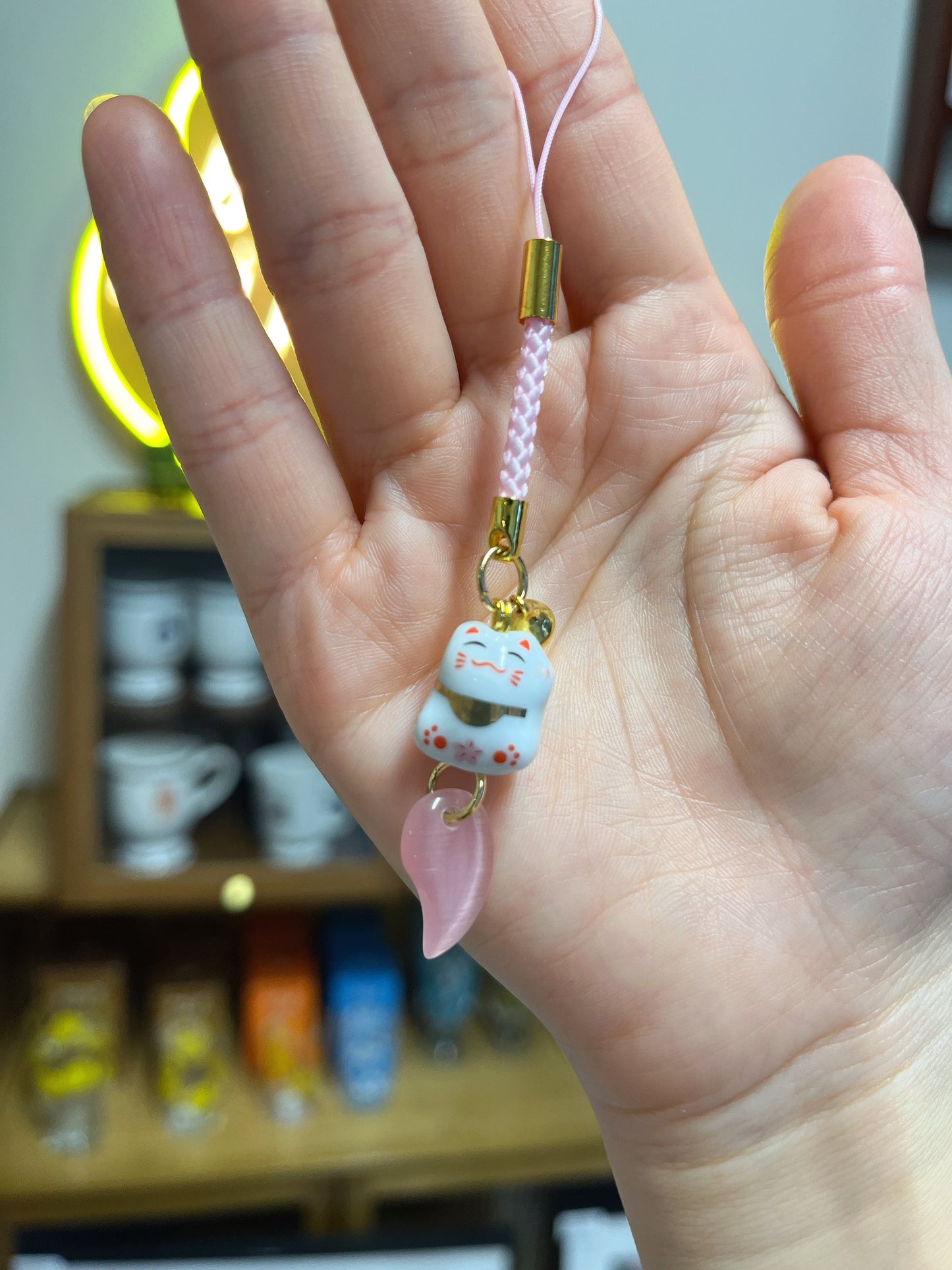 Tokyo Senso-ji Temple Lucky Magatama Cat Charm (For Success in Love)