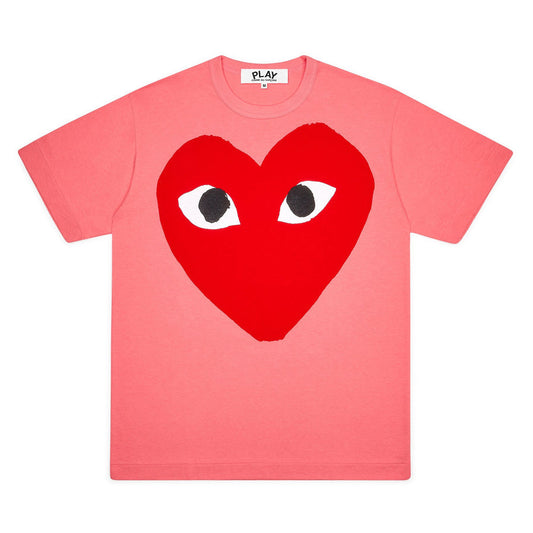 【PLAY Men】PLAY COMME des GARÇONS Big Heart T-Shirt (Pink)（The size is on the small side, and will shrink after washing, it is recommended to choose a large Oh!）