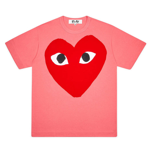 【PLAY Men】PLAY COMME des GARÇONS Big Heart T-Shirt (Pink)(The size is on the small side, and will shrink after washing, it is recommended to choose a large Oh!)