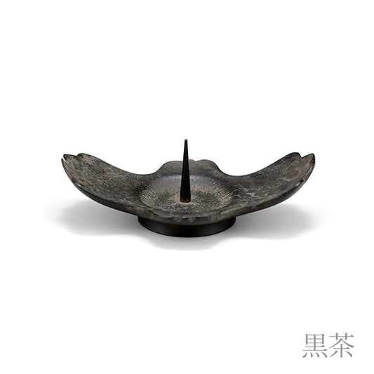 Japan,Nousaku「Wave Light Stand」Cast Brass Candle Holder,Black Tea