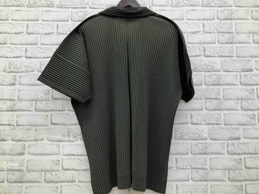 ISSEY MIYAKE Homme Plisse Short Sleeves Shirts JJ102 Dark Green Size 2