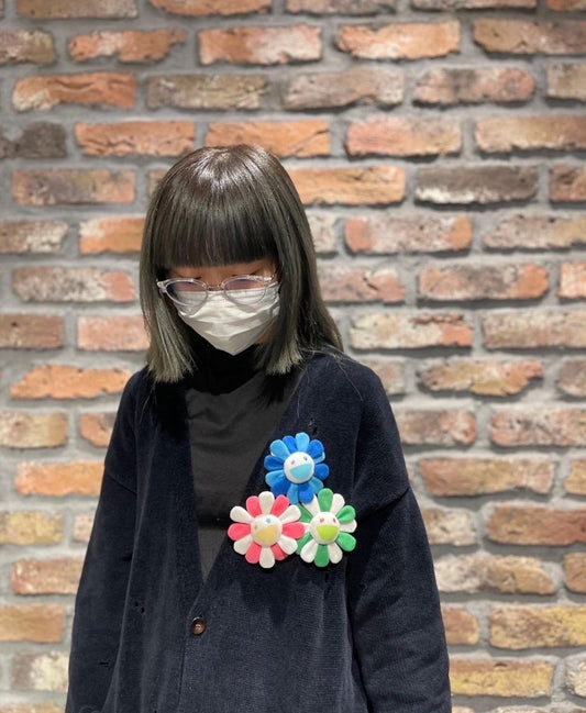 Takashi Murakami Sunflower Pin – Pink & White (Pin & Hanging Charm)