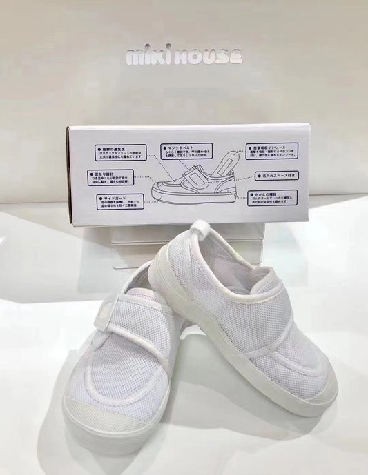 MIKIHOUSE Small White Shoes Made in Japan (14-9408-578) for Babies With High Toes (no box by default)