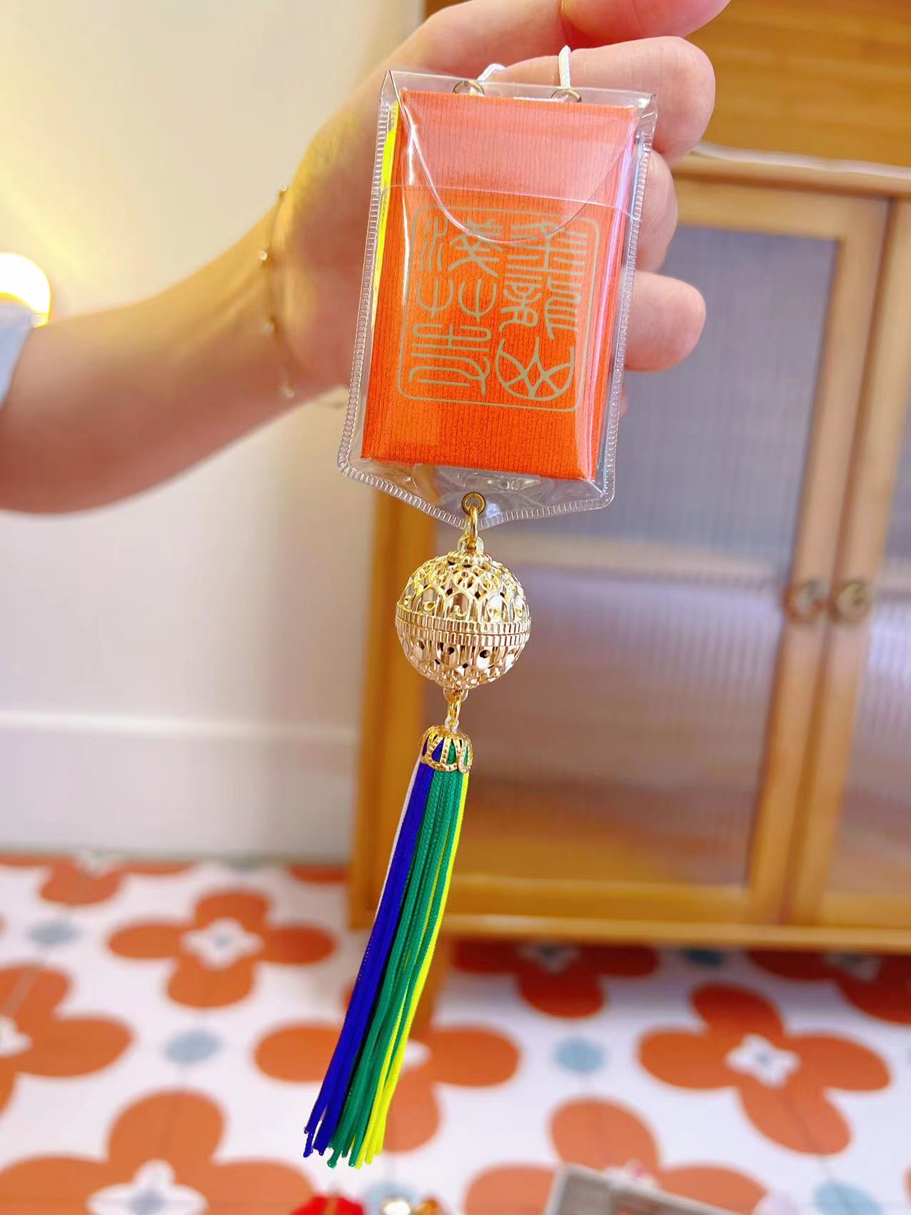 Asakusa Temple Japanese Omamori【No. 9 Traffic Safety (Car Bell) 】Driving Blessing Car Pendant