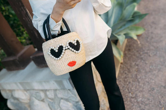 Japan a-jolie Straw Bag Pearl Heart Eyes