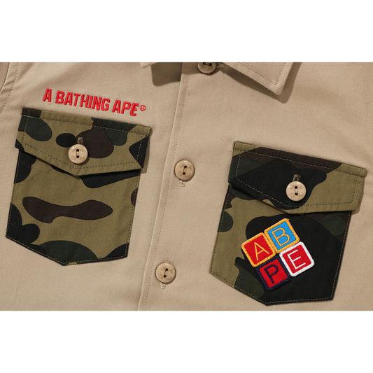 BAPE  KIDS  bape boy scout shirt  BAPE Children's Long Sleeve Shirt Camouflage Pockets Size 120