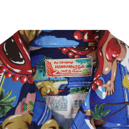 Japan Hysteric Mini Children's Shirt 120cm A SONG VACATION Full Color Pattern Viscotex Open Collar Shirt