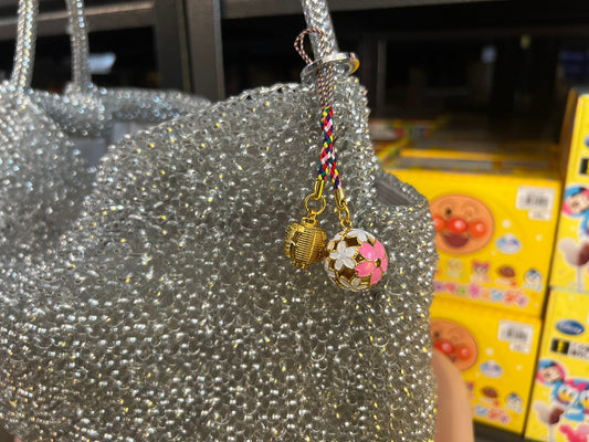 Tokyo Sensoji Temple Omamori | Lucky Sakura Bell Pendant （Golden Lantern+Sakura Bell）