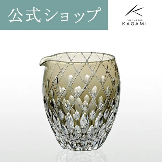 KAGAMI Edo Kiriko Sake Single-Sided Decanter 350cc Made by Hideaki Shinozaki (J66-2641BLK) with Wooden Box