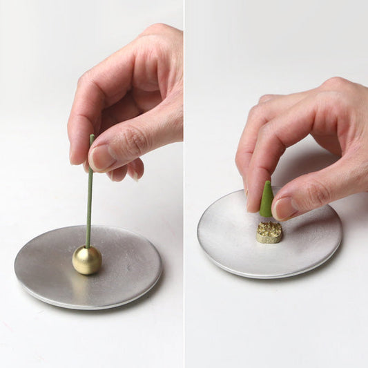 Nousaku 'Maru' Dual-Use Tin Incense Stand - Suitable for Stick and Cone Incense